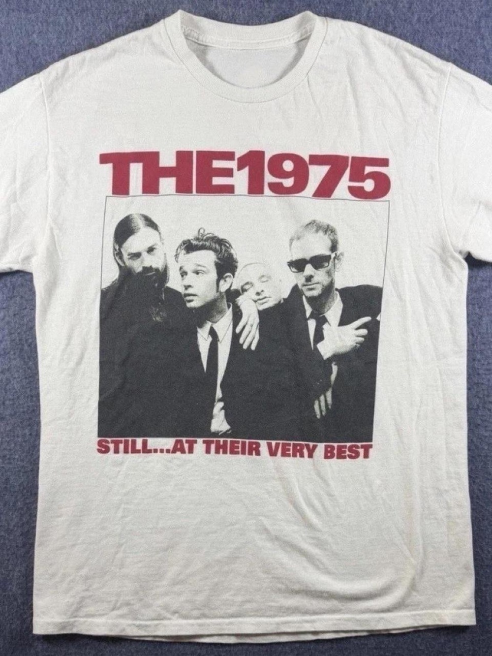 Gildan White Graphic Tee with Red THE1975 Print